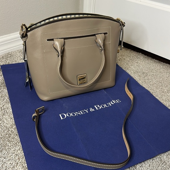 Dooney & Bourke handbag beige tan leather top handle shoulder crossbody bag NWT - Picture 3 of 17